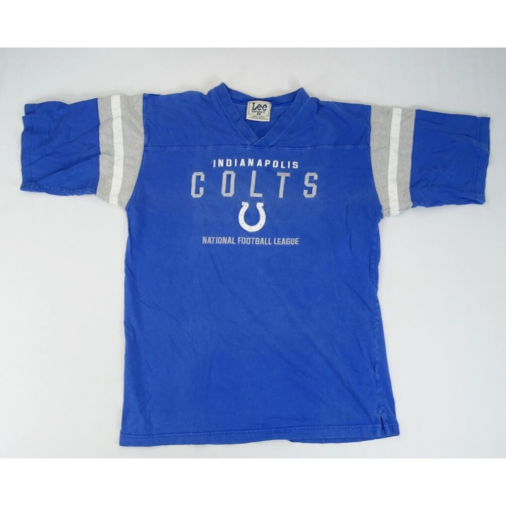 Vintage 90s Lee Sport‎ Indianapolis Colts T Shirt Jersey Embroidered L V-Neck